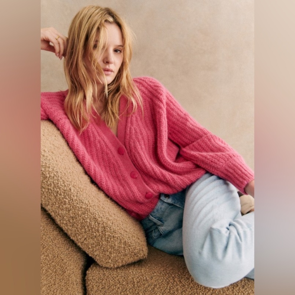 Sezane Basile Cardigan Pop Pink - Size L